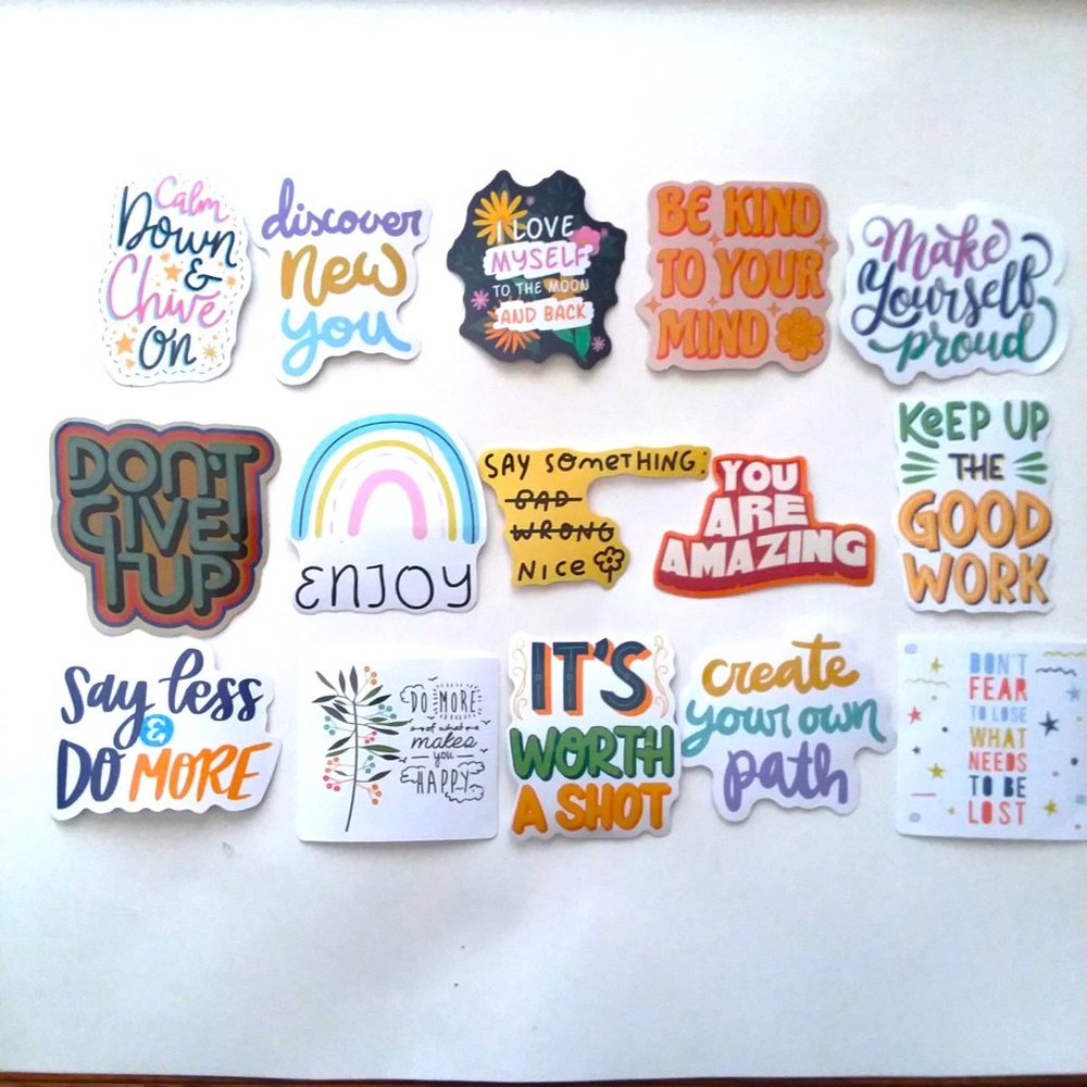 Stickers 15 Self Positive Vibes Encouragment Scrapbooking Water Bottle laptop